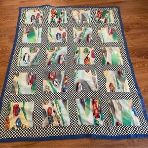 Vintage Handmade Child’s Quilt/Coverlet Race Cars 41”x49”